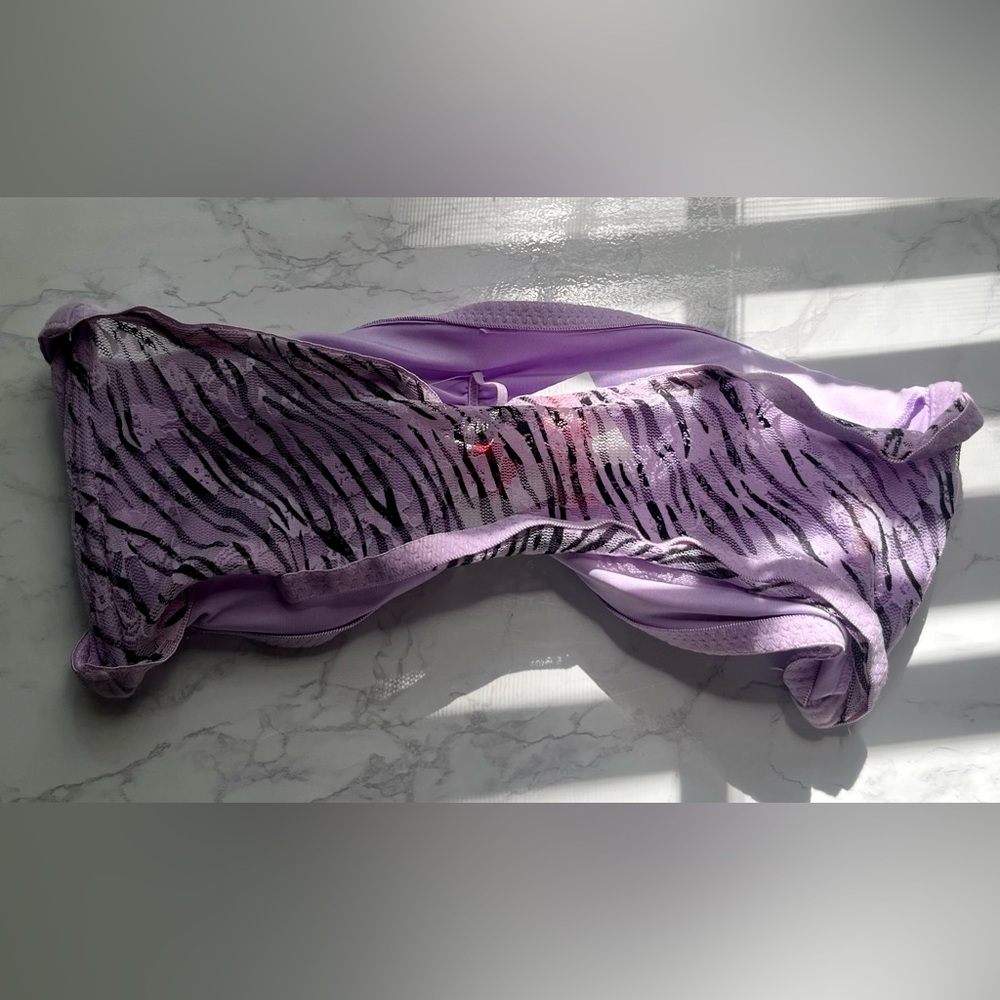 Purple Lilac Lace Tube Bralette/ bra/ Bando with zebra print​ - Picture 2 of 5